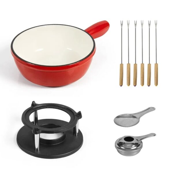 Oală emailată Fondue set 1,8 Litri Potrivit pentru Orice Tip de Plită - imagine 2