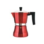 Espressor cu moka pentru plită cu inducție Metal Red, 6 căni 0,3-0,35 L